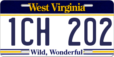 WV license plate 1CH202