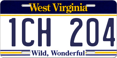 WV license plate 1CH204