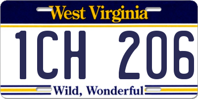WV license plate 1CH206
