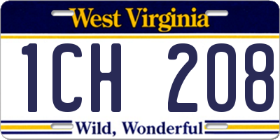 WV license plate 1CH208