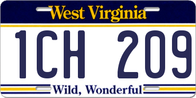 WV license plate 1CH209