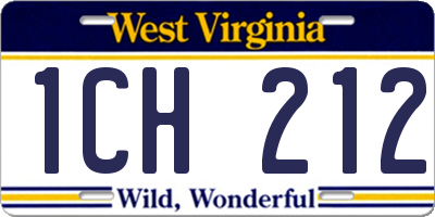 WV license plate 1CH212