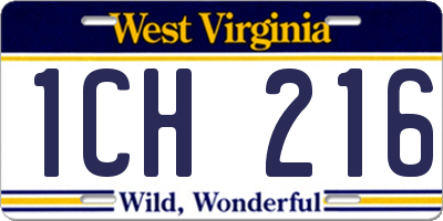 WV license plate 1CH216