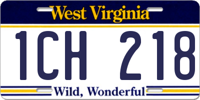 WV license plate 1CH218
