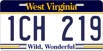 WV license plate 1CH219