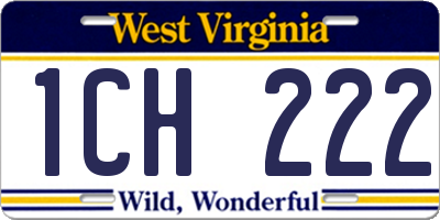 WV license plate 1CH222
