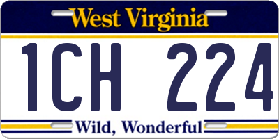 WV license plate 1CH224