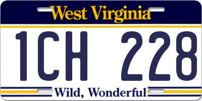 WV license plate 1CH228
