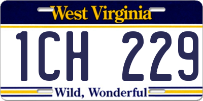 WV license plate 1CH229