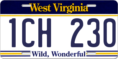 WV license plate 1CH230