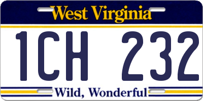 WV license plate 1CH232