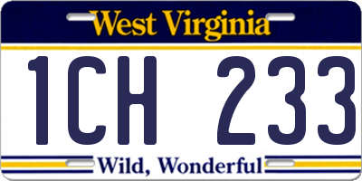WV license plate 1CH233