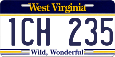 WV license plate 1CH235