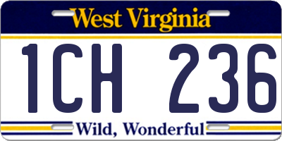 WV license plate 1CH236