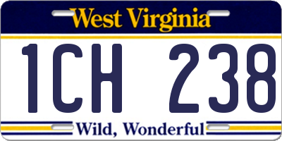 WV license plate 1CH238