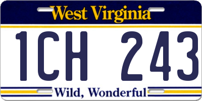 WV license plate 1CH243