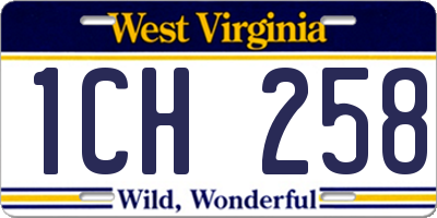 WV license plate 1CH258