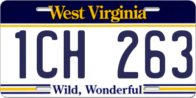 WV license plate 1CH263
