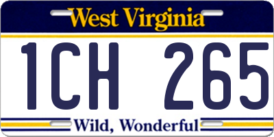 WV license plate 1CH265