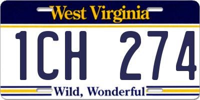 WV license plate 1CH274