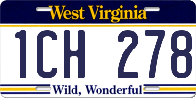 WV license plate 1CH278