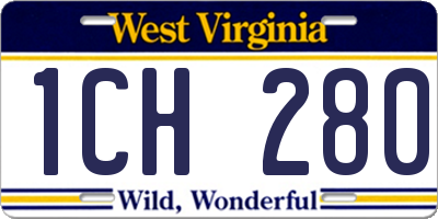 WV license plate 1CH280