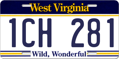 WV license plate 1CH281