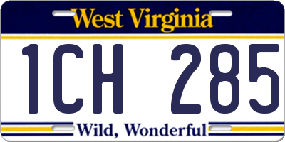 WV license plate 1CH285