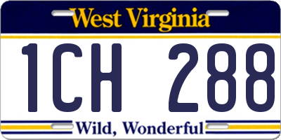 WV license plate 1CH288