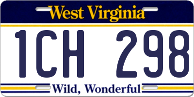 WV license plate 1CH298
