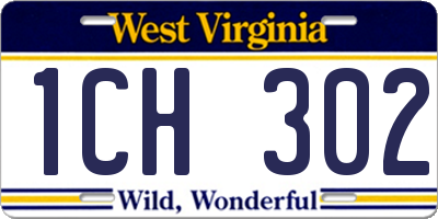 WV license plate 1CH302