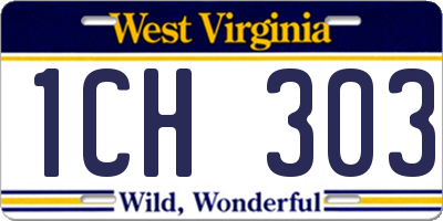 WV license plate 1CH303