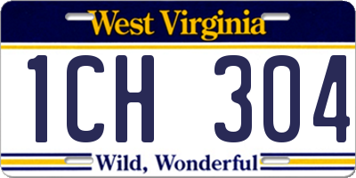 WV license plate 1CH304