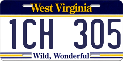 WV license plate 1CH305