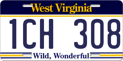 WV license plate 1CH308