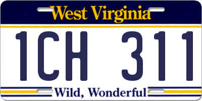 WV license plate 1CH311