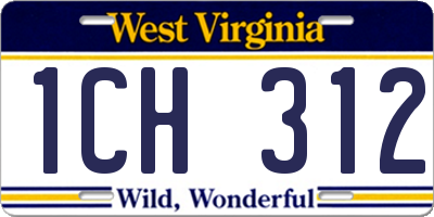 WV license plate 1CH312