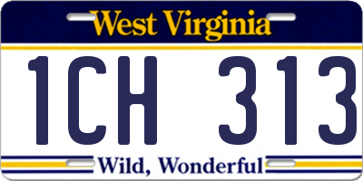 WV license plate 1CH313
