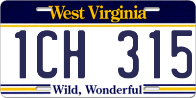 WV license plate 1CH315