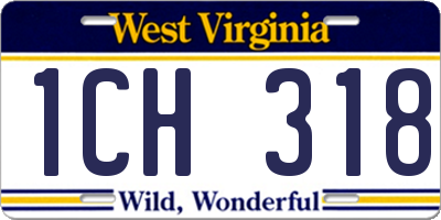 WV license plate 1CH318