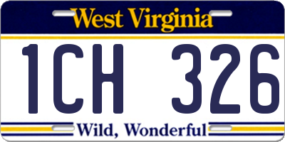 WV license plate 1CH326