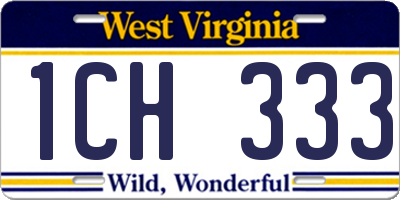 WV license plate 1CH333