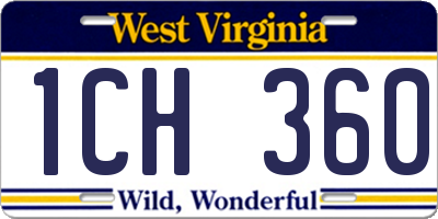 WV license plate 1CH360