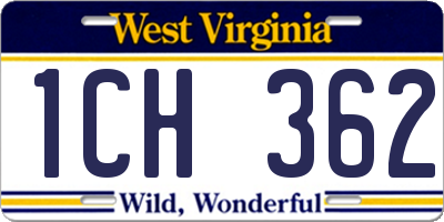 WV license plate 1CH362