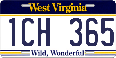 WV license plate 1CH365