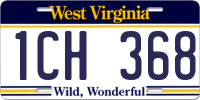 WV license plate 1CH368