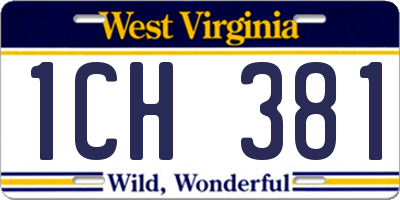 WV license plate 1CH381