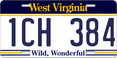 WV license plate 1CH384