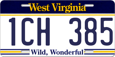 WV license plate 1CH385