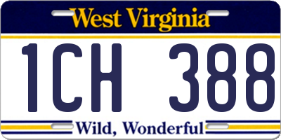 WV license plate 1CH388